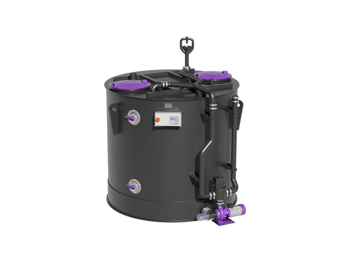 Yuvarlak şekilli, 2.000 ila 5.000 litre kapasiteli EasyStore free bağımsız ıslak atık tankı