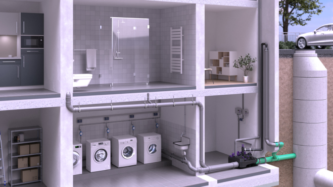 <em>Ecolift L’nin</em> apartman binasındaki kurulum örneği <em>Ecolift L’nin</em> apartman binasındaki kurulum örneği