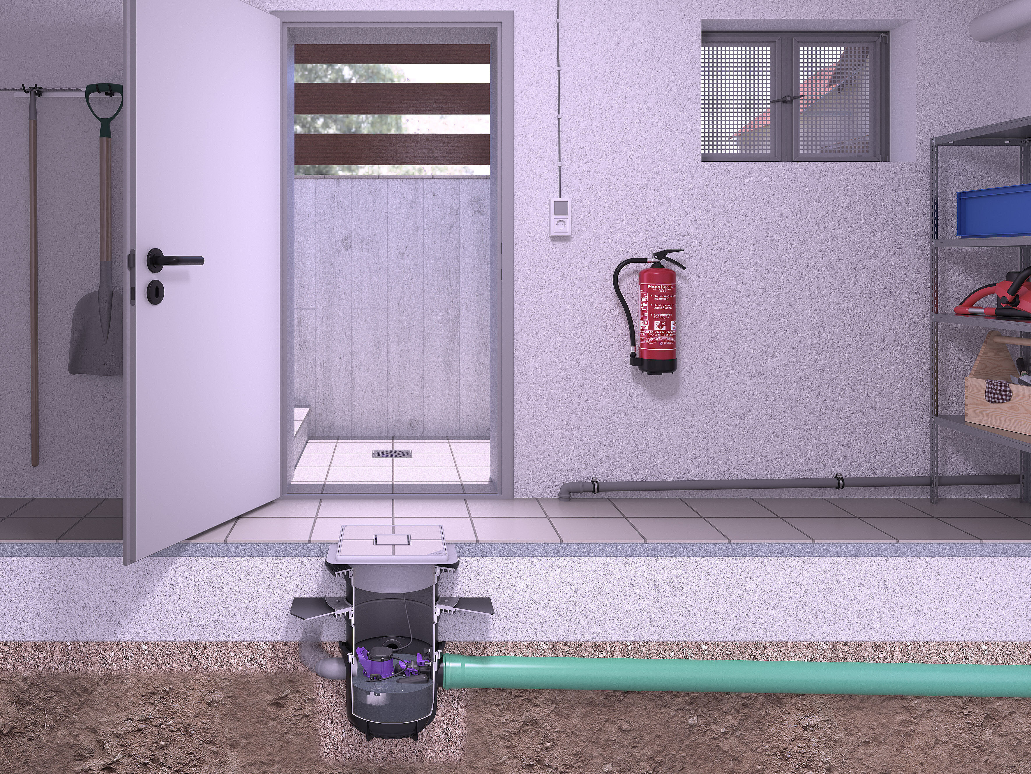 Bodrum katında Pumpfix S Underfloor montaj şeması