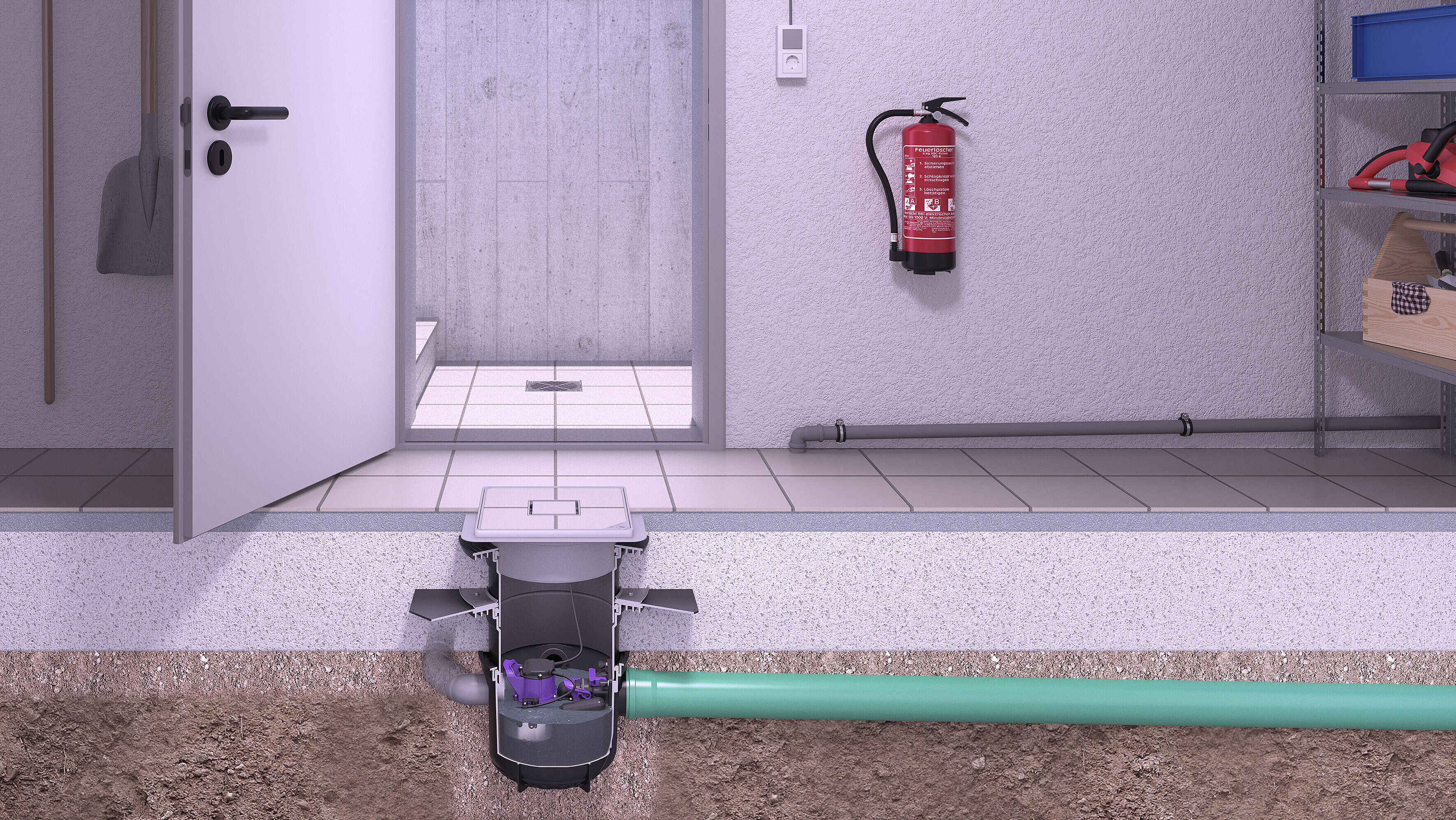 Pumpix S Underfloor bodrum tahliye pompasının erzak mahzenine montaj önerisi
