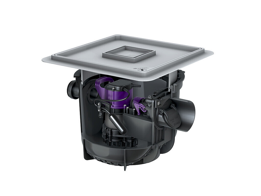 Fayans döşenebilir kapaklı, zemin döşemesine montaj için Pumpfix S Underfloor bodrum katı süzgeci