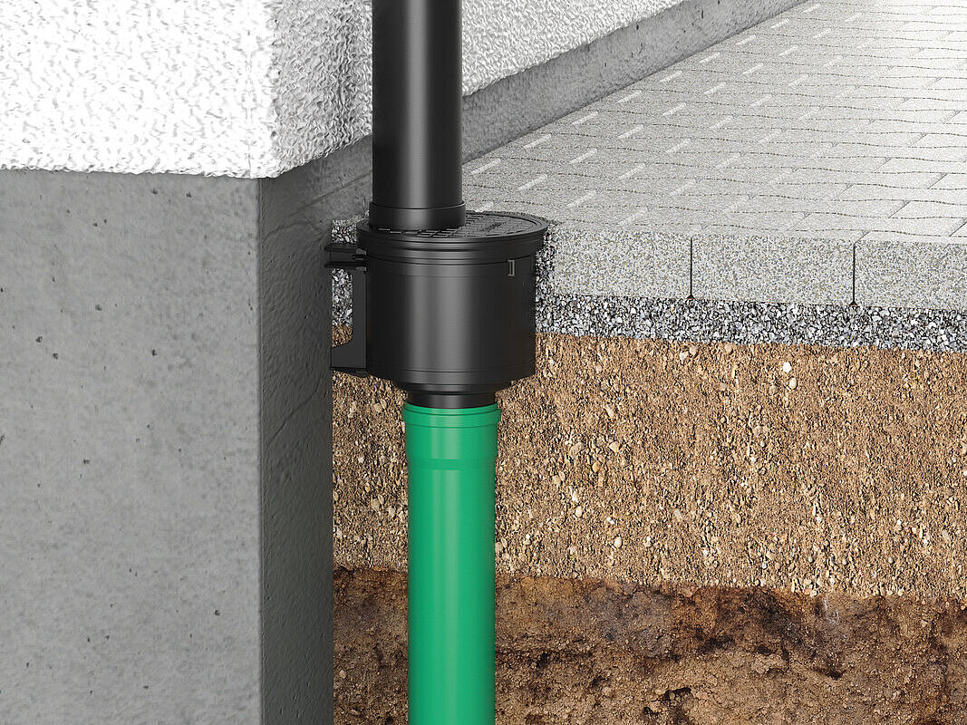 Dikey çıkışlı oluk süzgeci için montaj şeması Dikey çıkışlı oluk süzgeci için montaj şeması