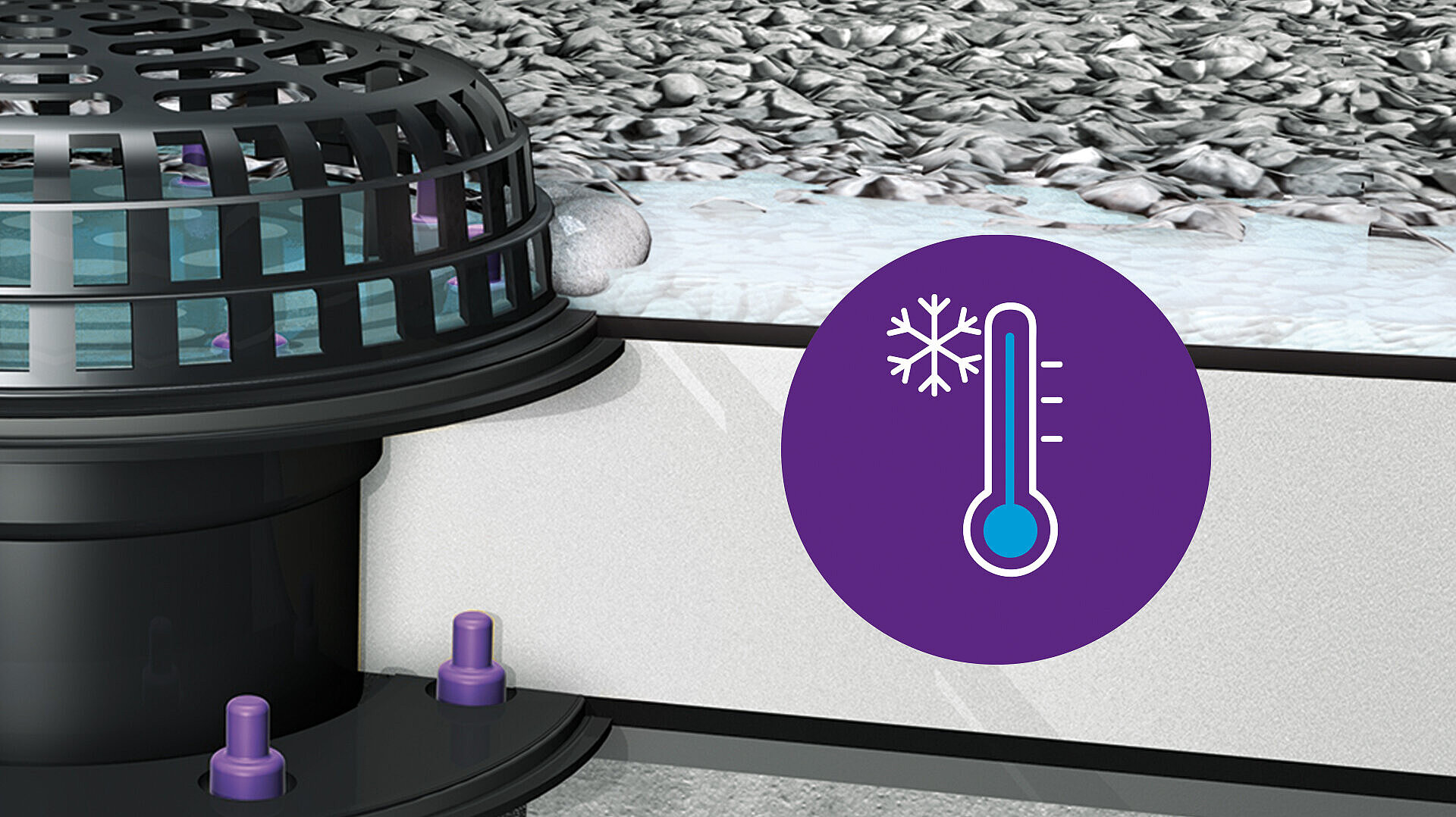 Düz çatı yüzeyleri için Ecoguss çatı süzgecinde ısıtma yapılabilir Düz çatı yüzeyleri için Ecoguss çatı süzgecinde ısıtma yapılabilir