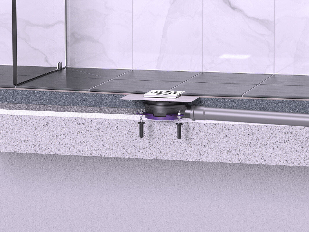 Oluklu kapaklı ve Lock & Lift kilitleme sistemi olmayan Ultraflat banyo süzgeci için montaj şeması