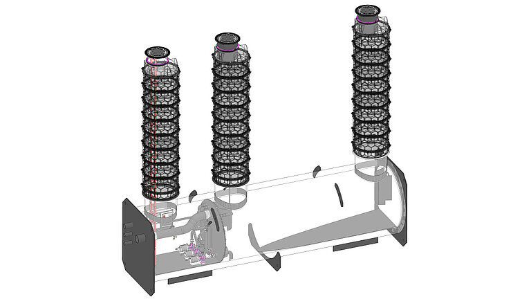 Gömme toprak kurulumunda teknik odalı sarmalı borulu yağ ayırıcının teknik çizimi Gömme toprak kurulumunda teknik odalı sargılı borulu yağ ayırıcının teknik çizimi